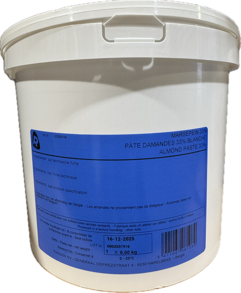 MARZIPAN PASTE 33% WHITE RANSON  6KG