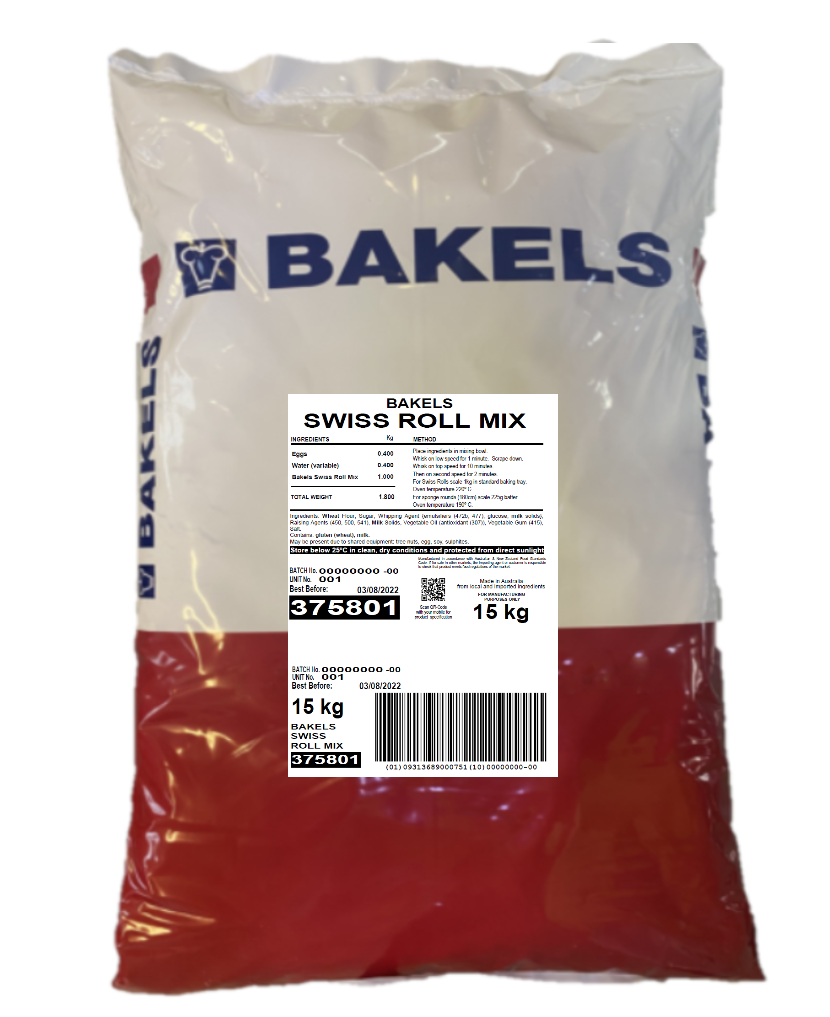 CAKE MIX SPONGE SWISS ROLL 15KG BAKELS 375801