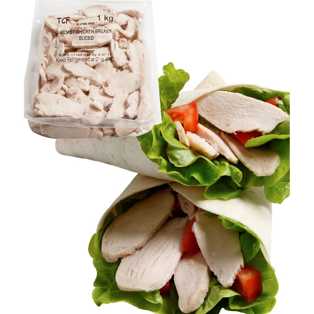 CHICKEN BREAST COOKED SLICED 1kg FROZEN TENDER CHOICE BAG SELL
