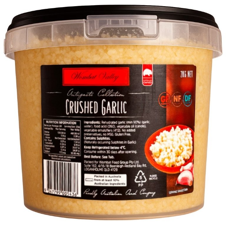GARLIC MINCED CHILLED GLUTEN FREE 2KG WOMBAT VALLEY(6)