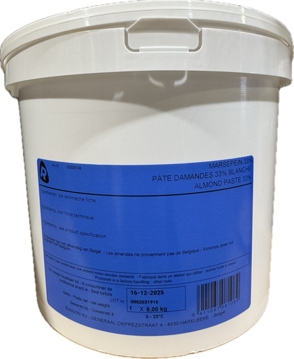 [MARZIPANWR] MARZIPAN PASTE 33% WHITE RANSON  6KG